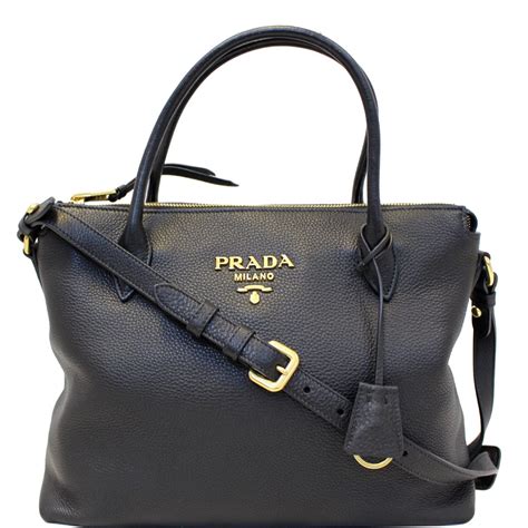 prada tote black leather|prada leather tote handbag black.